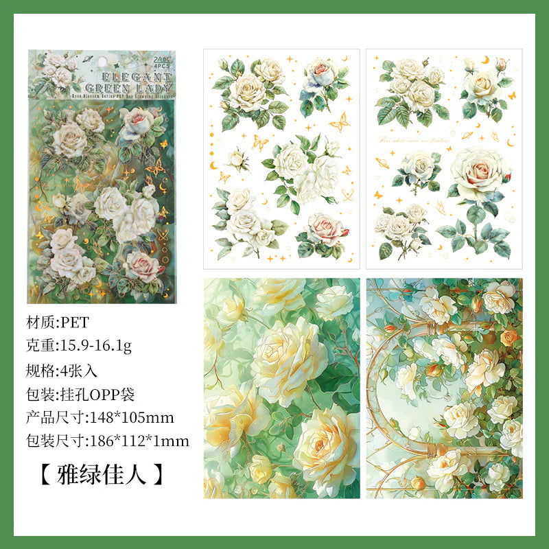 Vintage Rose Sticker - 4 Sheets