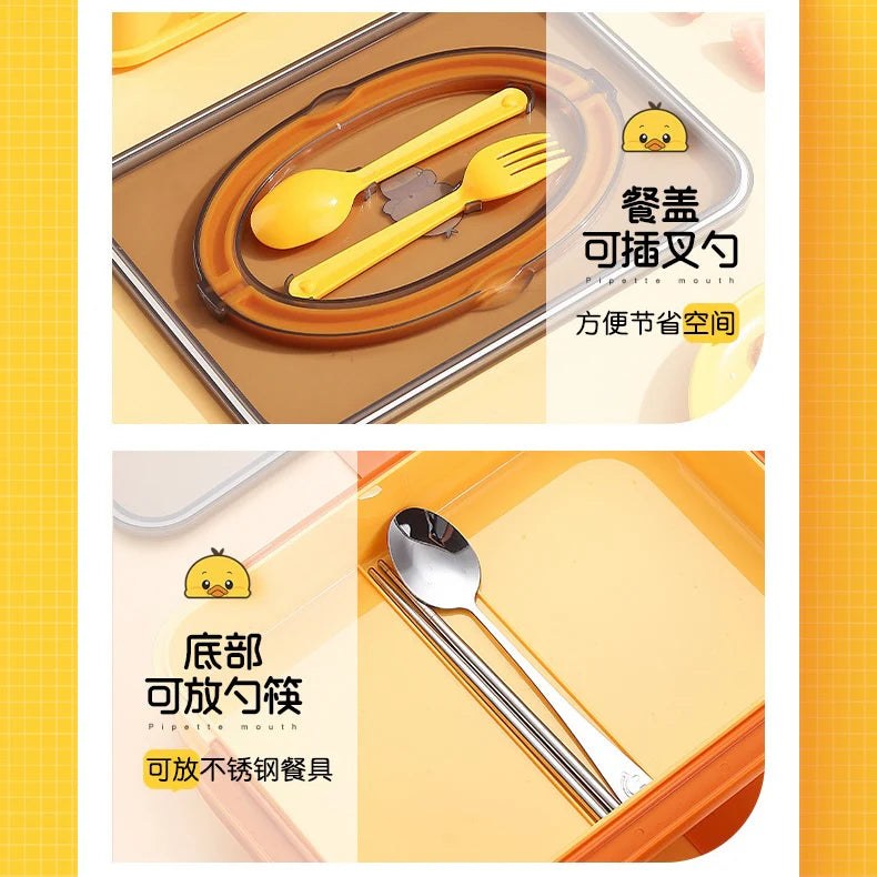 Bento Duck Lunch Box With Spoon and Fork
