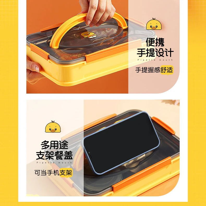 Bento Duck Lunch Box With Spoon and Fork