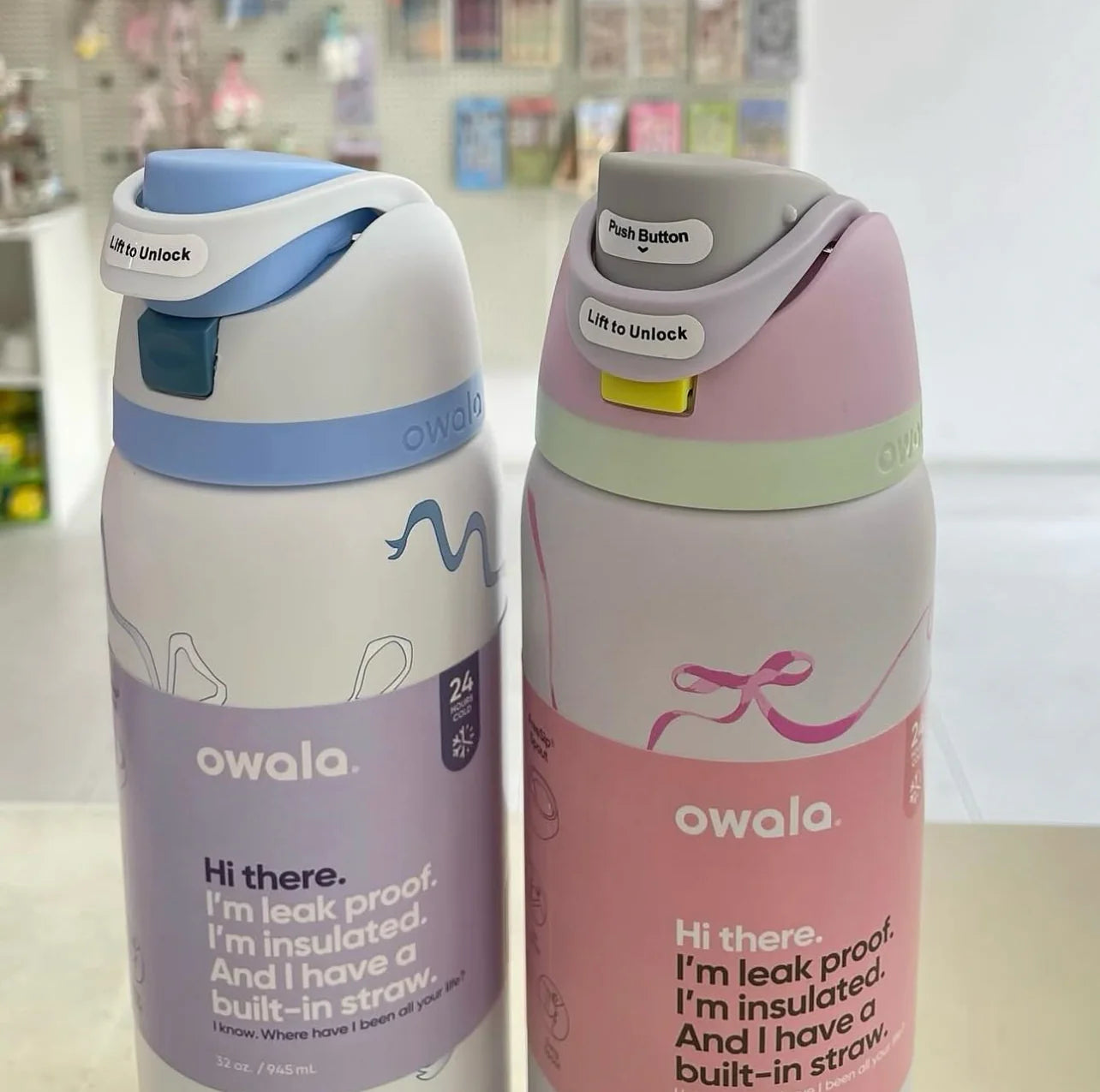 Owala FreeSip leakproof stainless steel bottle with straw - cute edition