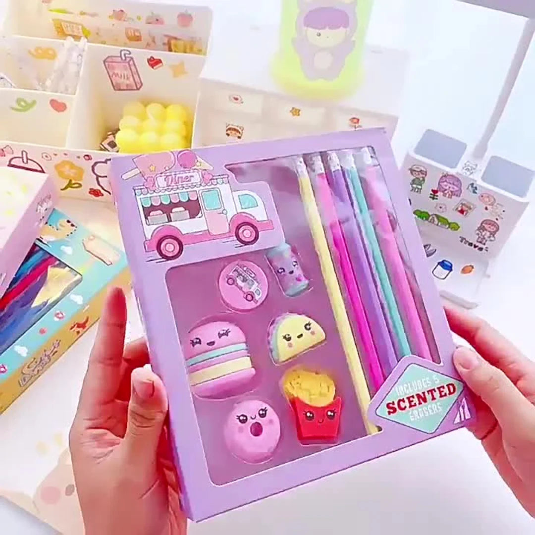 13 in 1 scented pencil eraser gift theme set