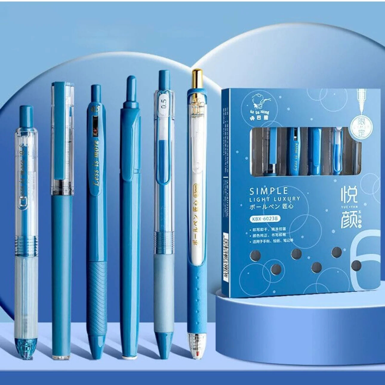 Kawaii Click Action Pen 0.5Mm 6 in 1 set