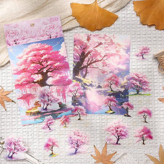 Golden Season Trees Sticker Sheet - 4 Pcs