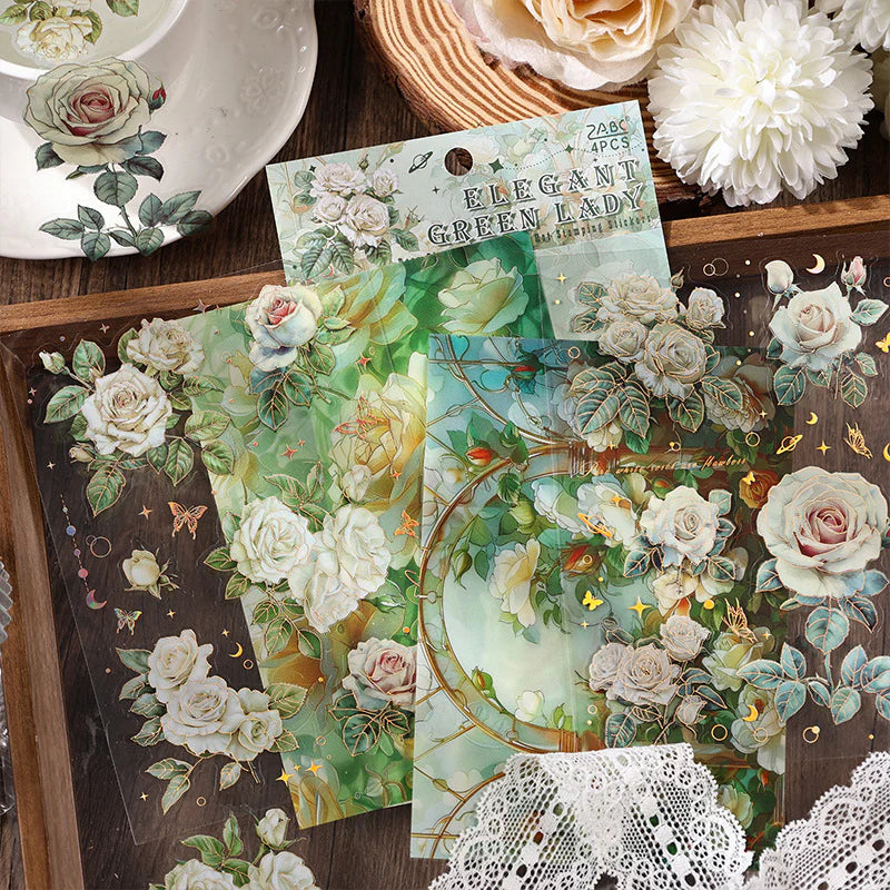 Vintage Rose Sticker - 4 Sheets