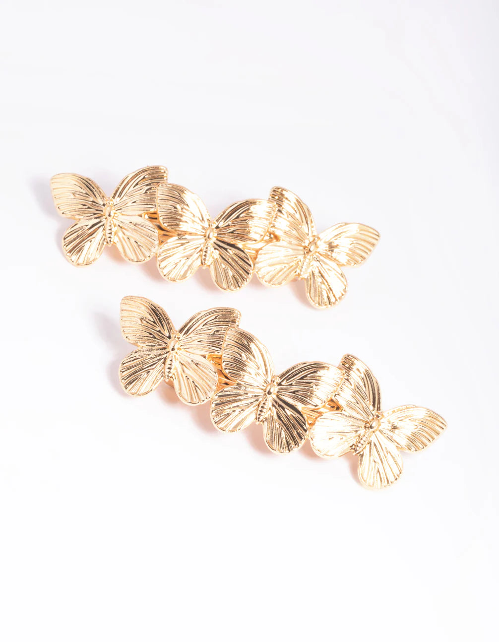 Golden butterfly metal hair clip