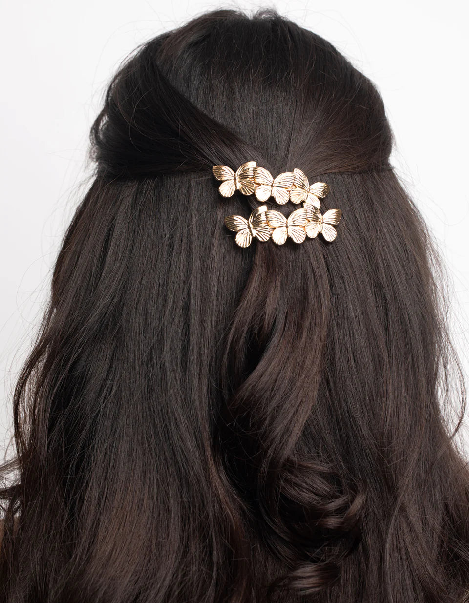 Golden butterfly metal hair clip