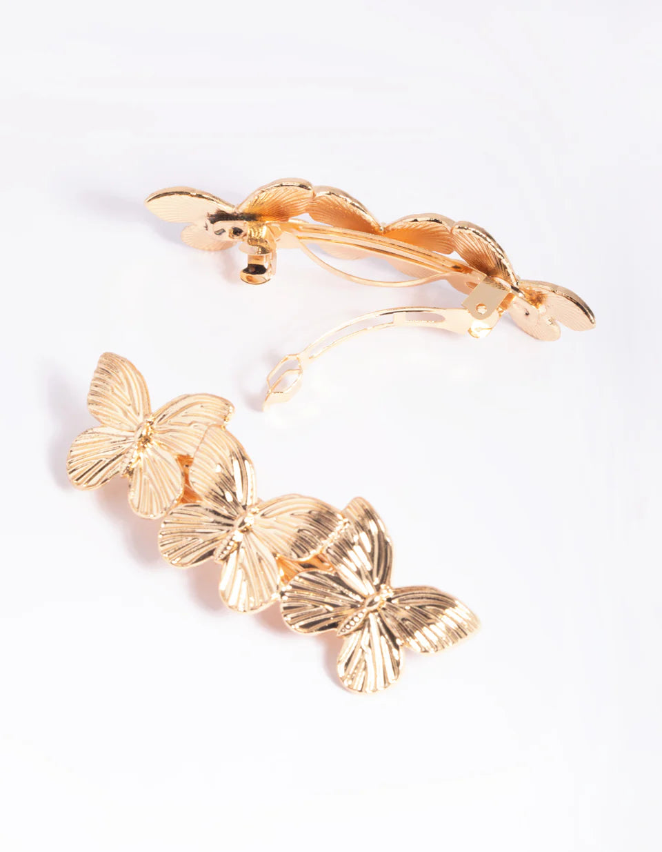 Golden butterfly metal hair clip