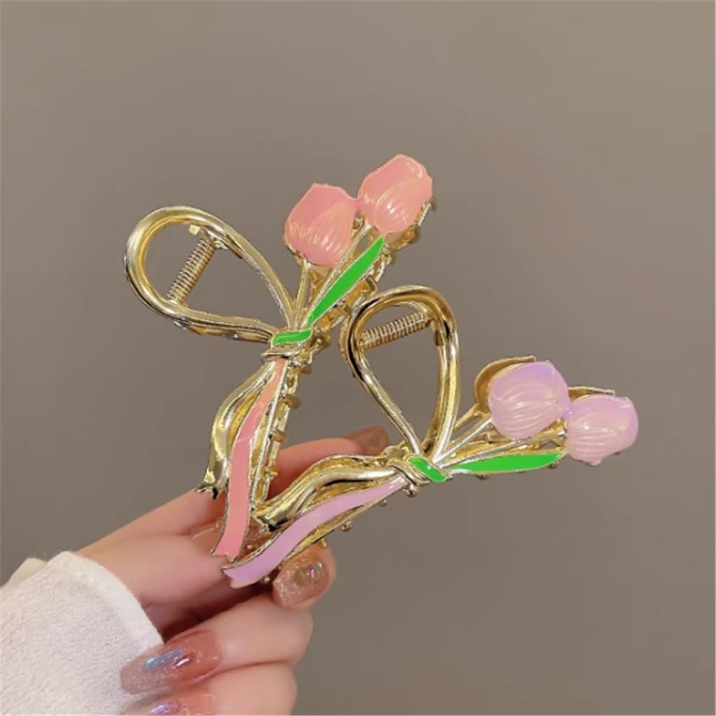Double tulip metal hair claw clip