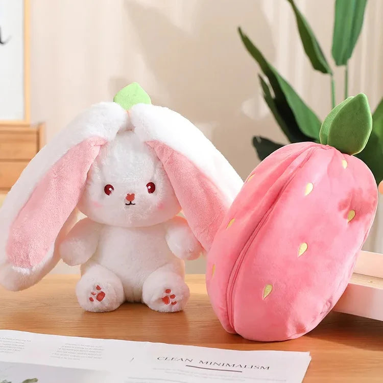 Strawberry secret bunny soft toy - pink