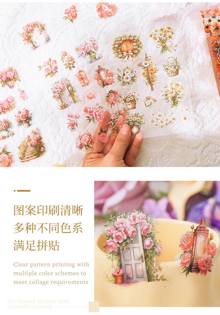 Kawaii Floral Vintage Sticker - 6 Sheets
