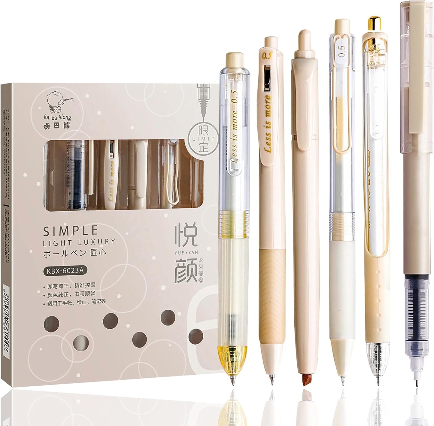 Kawaii Click Action Pen 0.5Mm 6 in 1 set