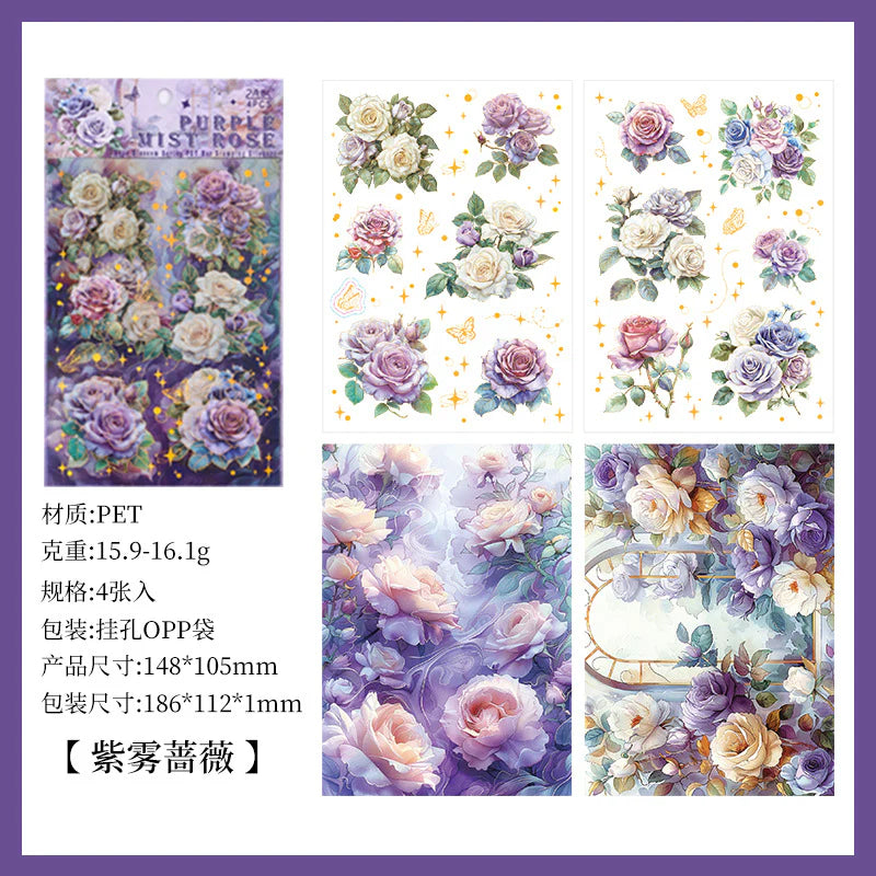 Vintage Rose Sticker - 4 Sheets