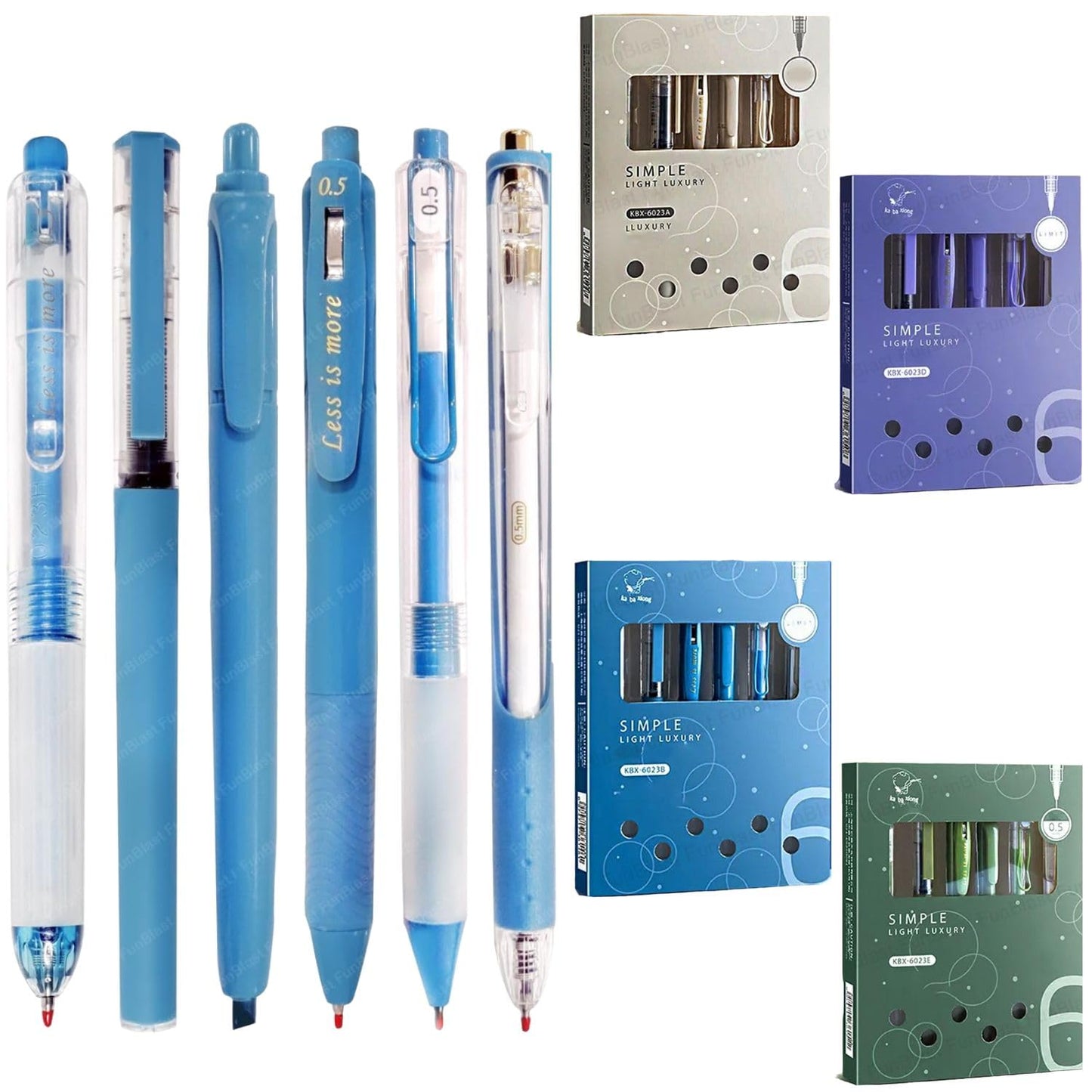 Kawaii Click Action Pen 0.5Mm 6 in 1 set