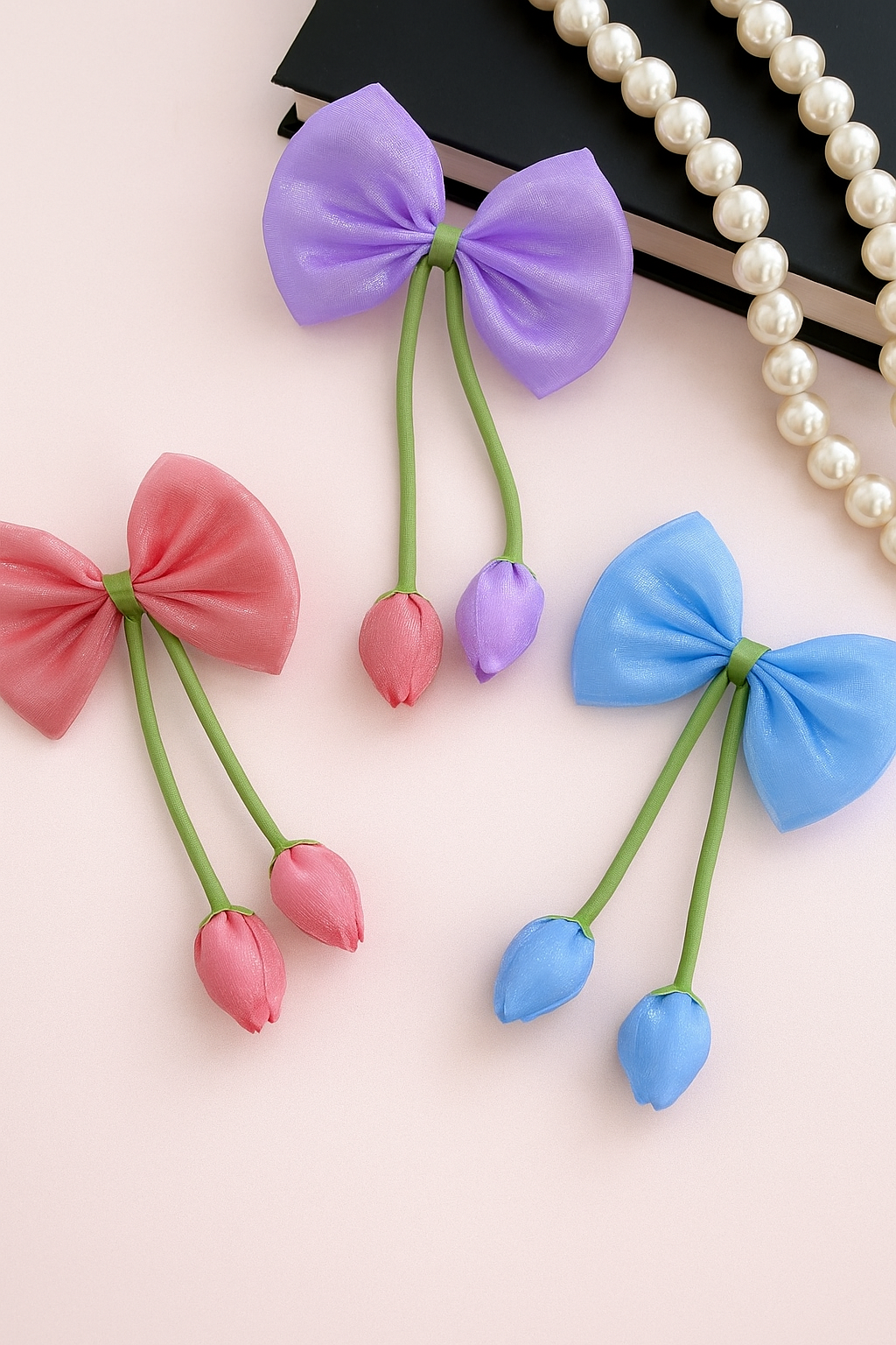 Satin Korean Bow Tulip Hair Pin