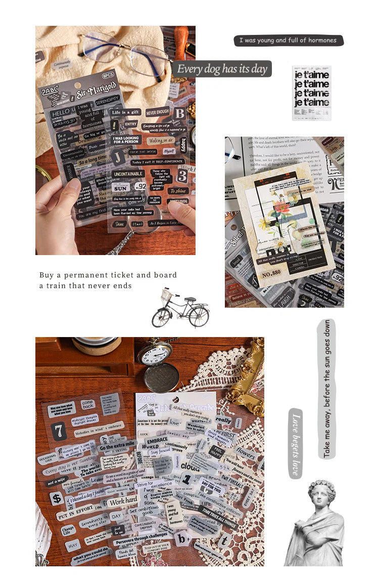 Journaling Vintage Message Sticker - 6 Sheets
