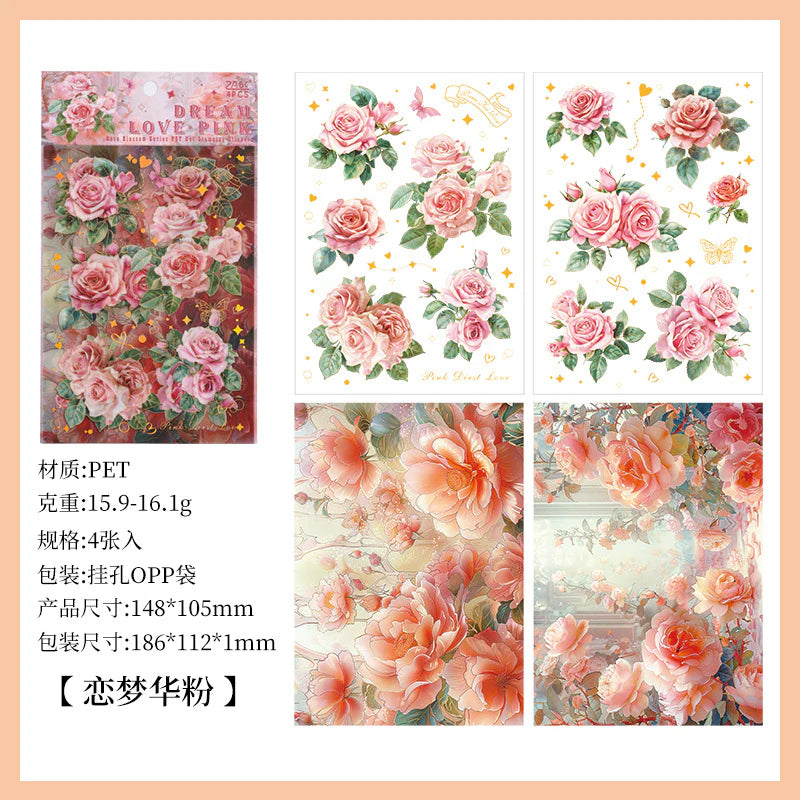 Vintage Rose Sticker - 4 Sheets