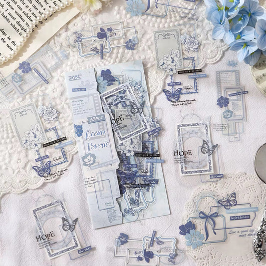 Floral pet vintage frame stickers - 10 pcs