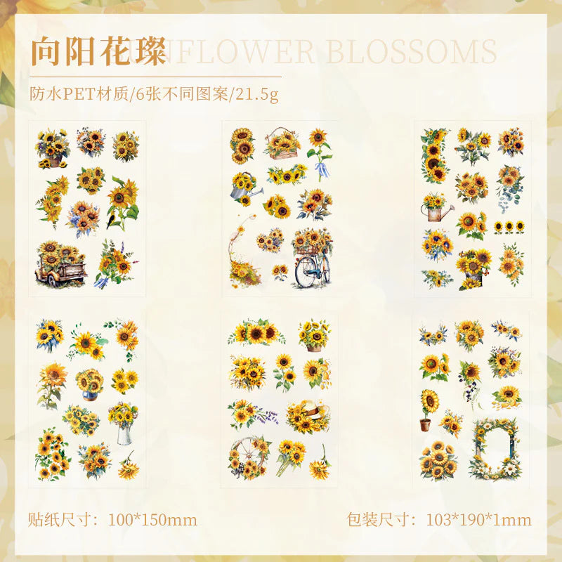 Kawaii Floral Vintage Sticker - 6 Sheets