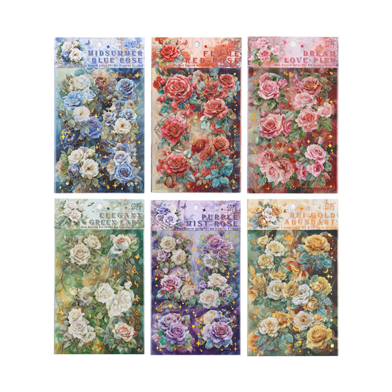 Vintage Rose Sticker - 4 Sheets