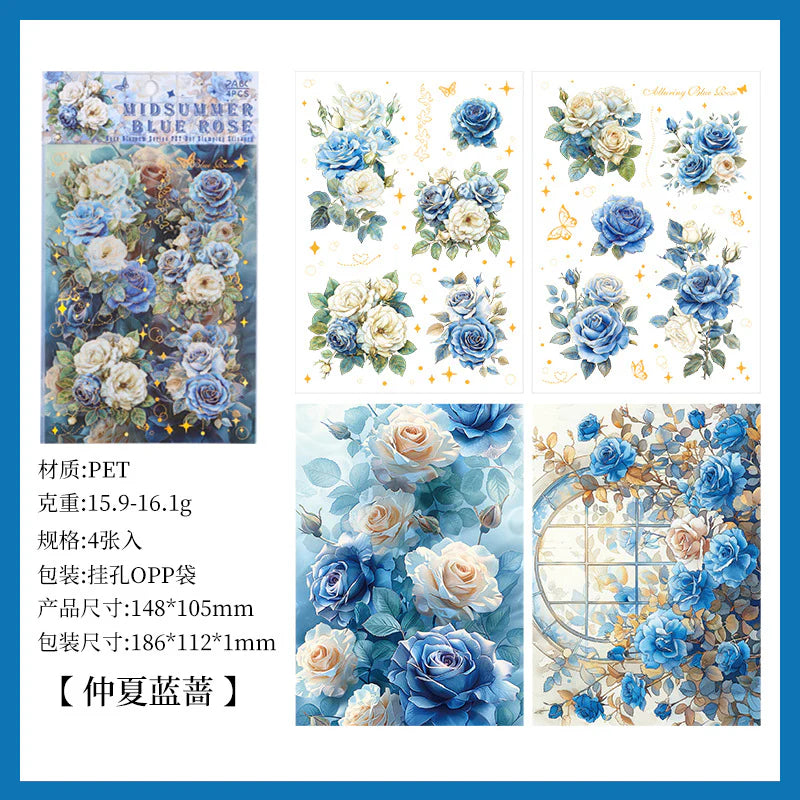 Vintage Rose Sticker - 4 Sheets