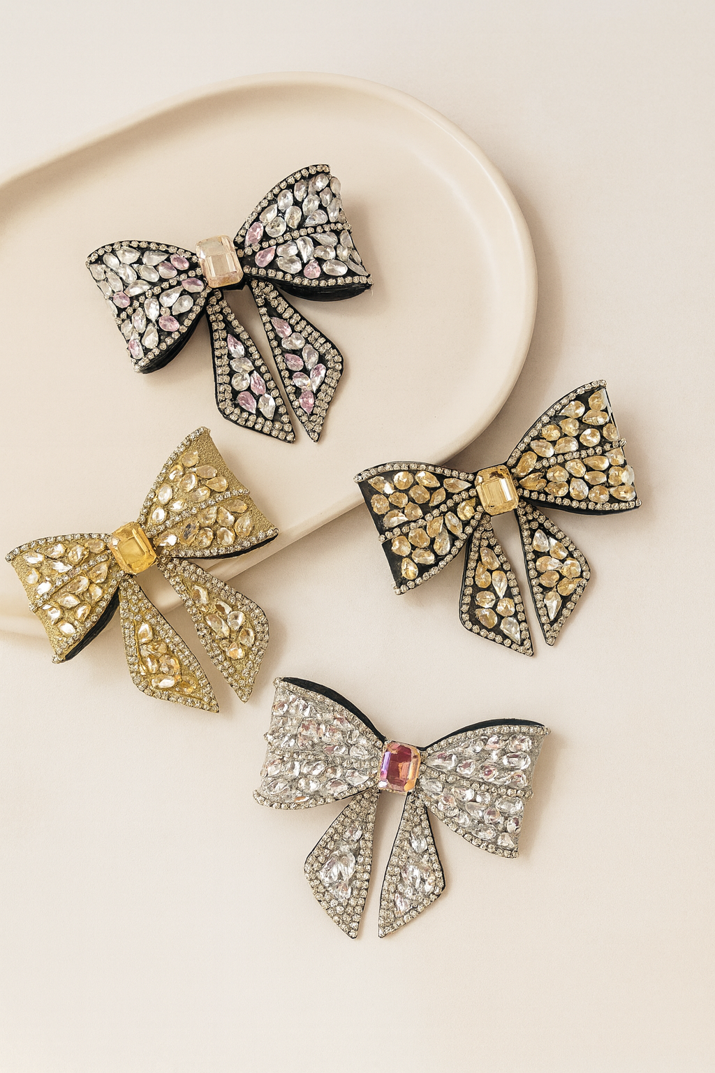 Bling luxury stone bow clip