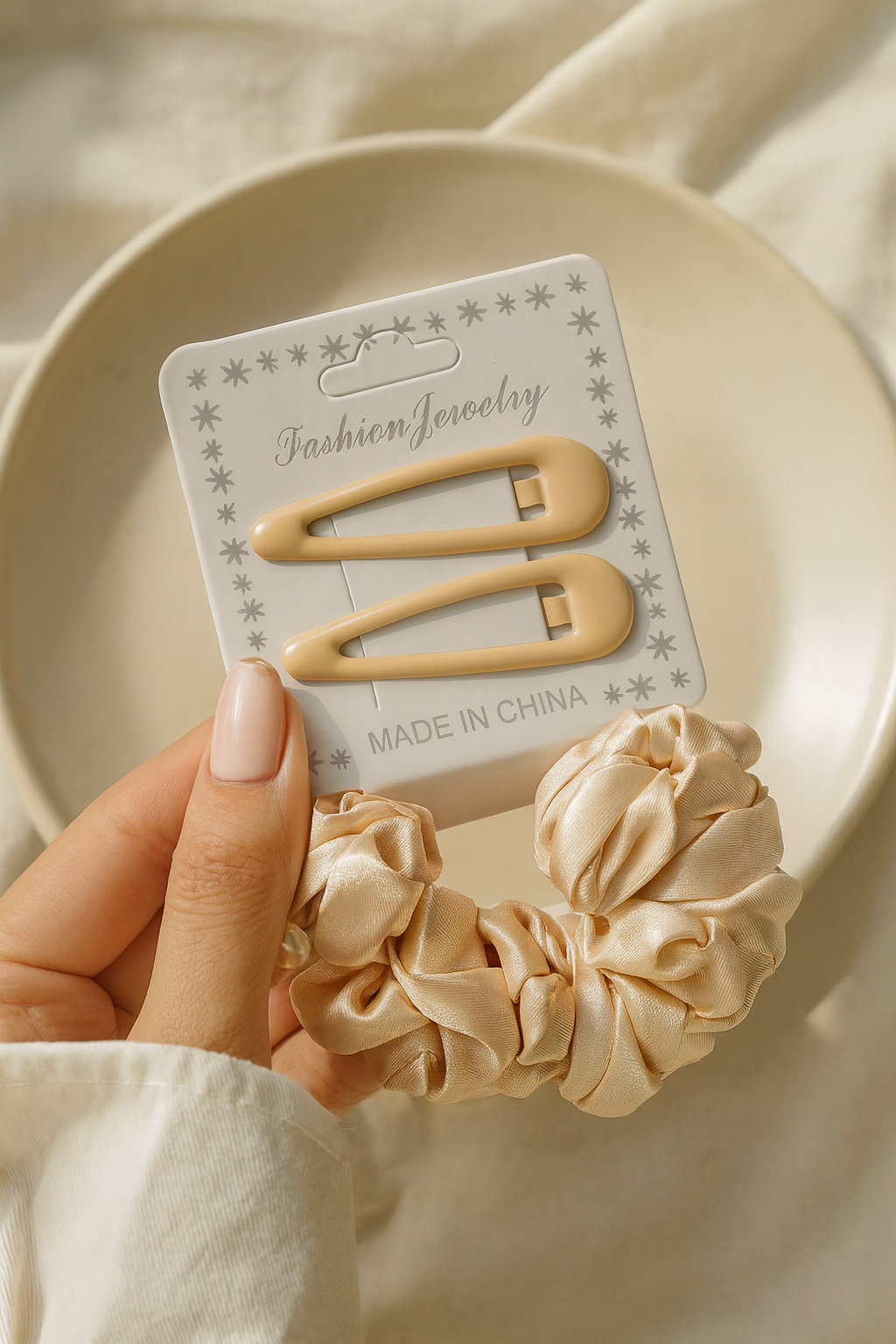 Korean pearl scrunchie clip card set