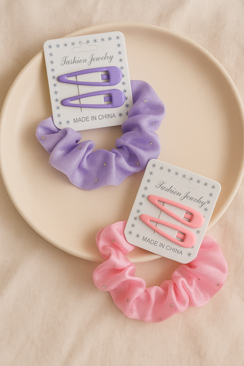 Korean clip card scrunchie set