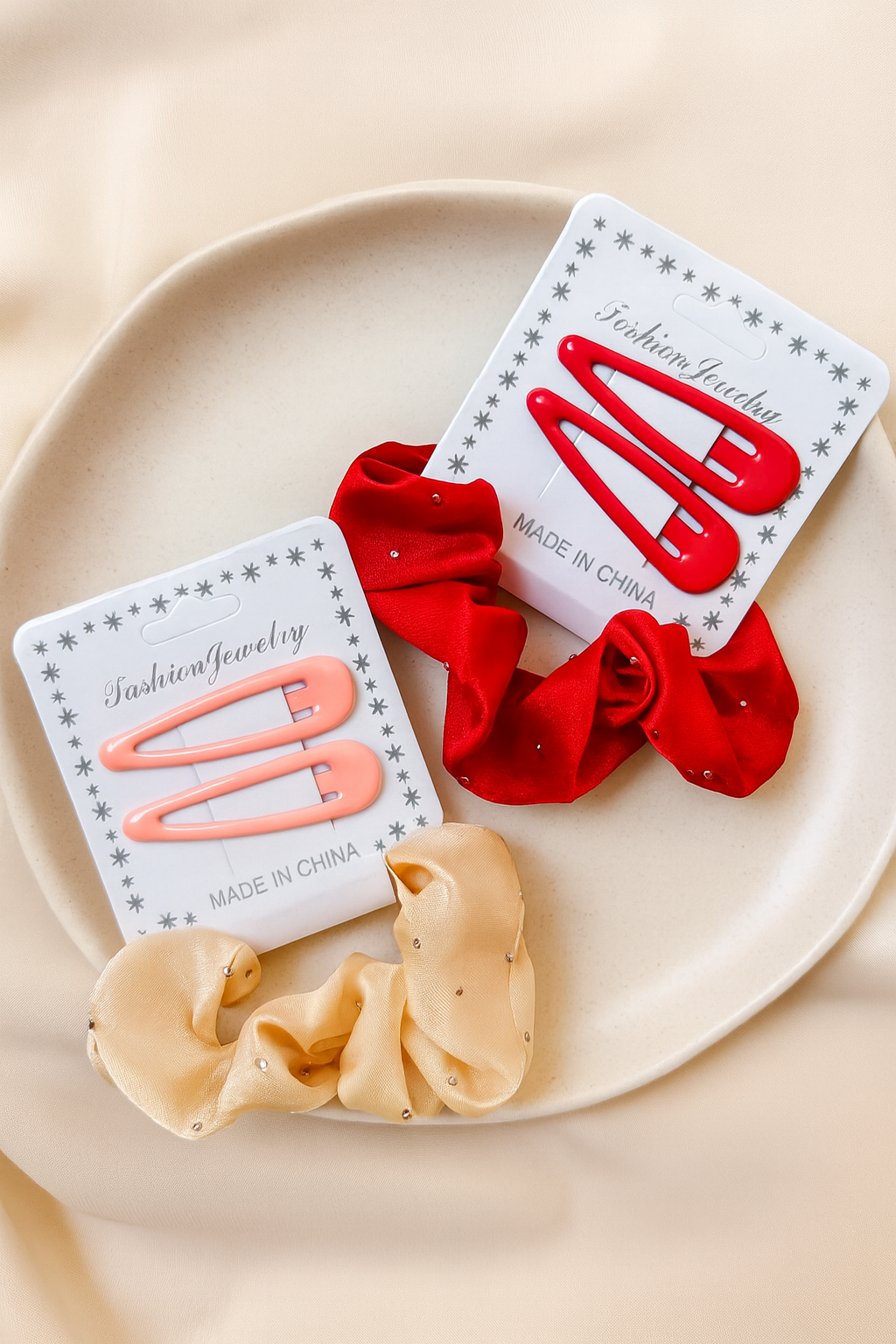 Korean clip card scrunchie set