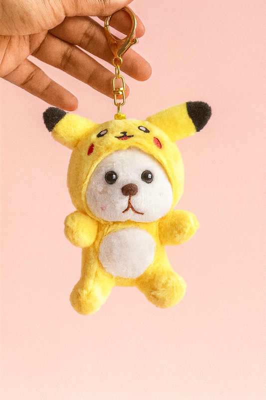 Pikachu bear plushy keychain