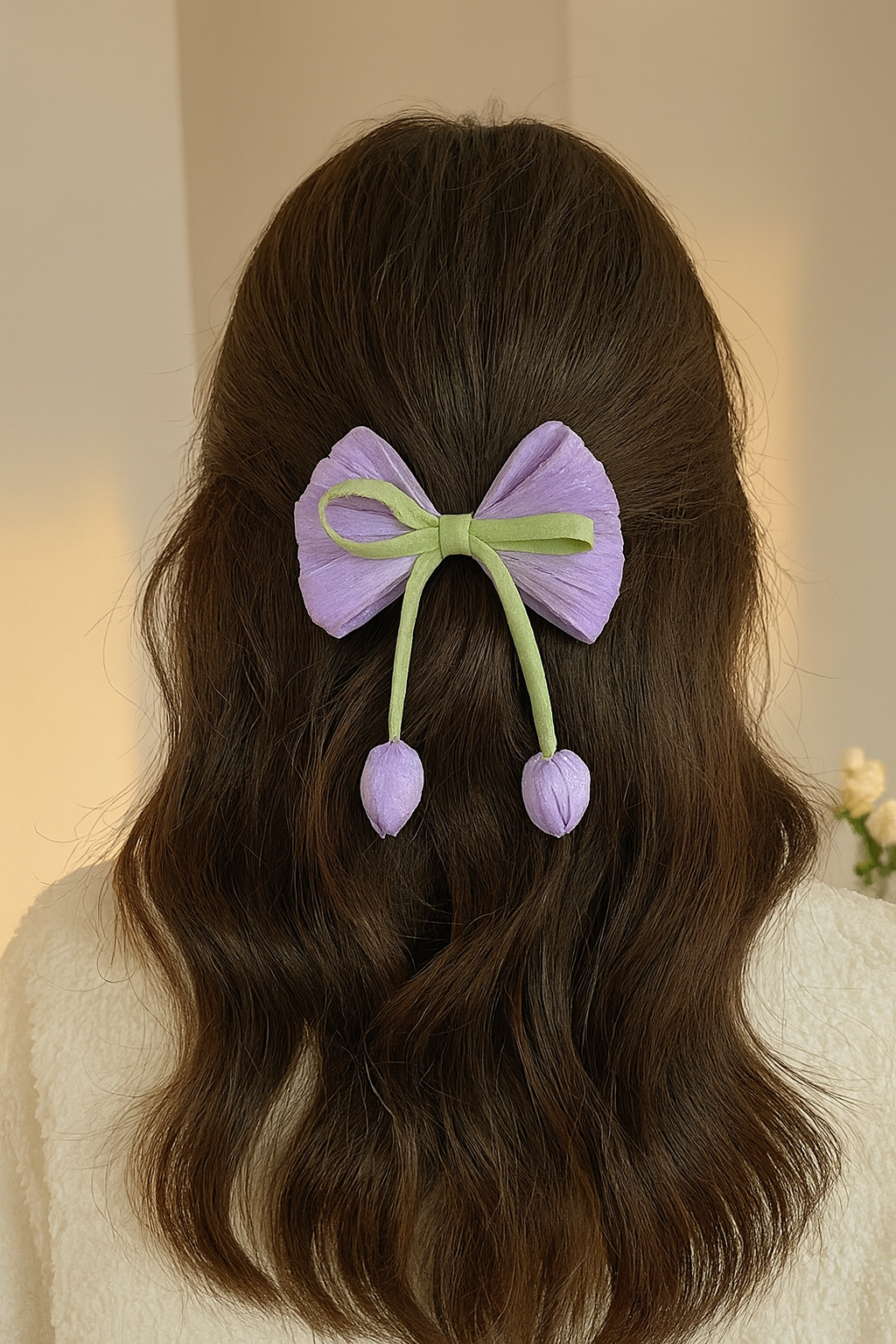 Tulip bow hair pin