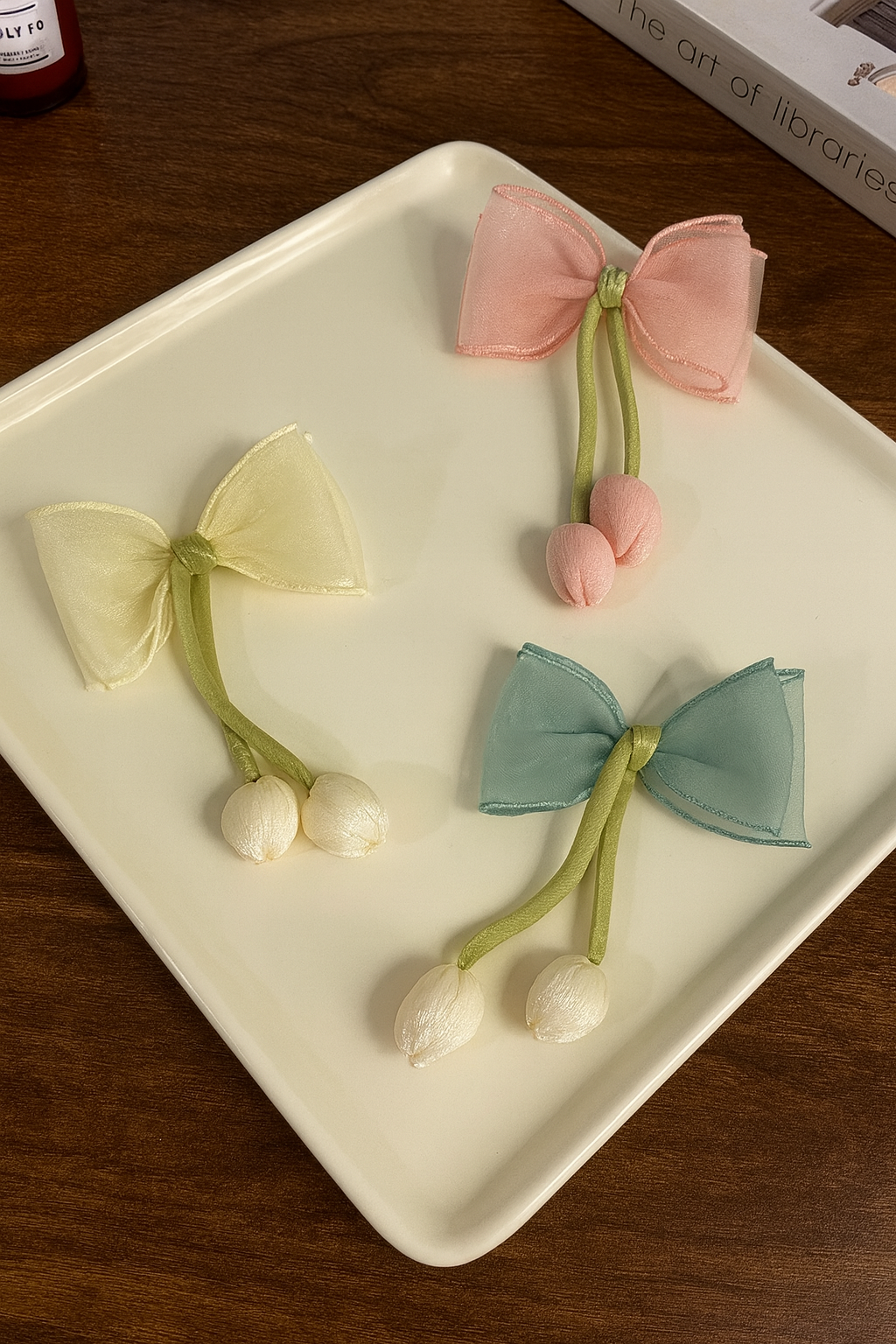 Organza korean Tulip bow hair pin