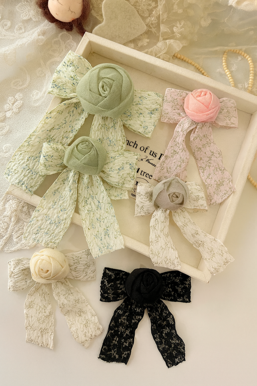 Flower rose korean hair pin