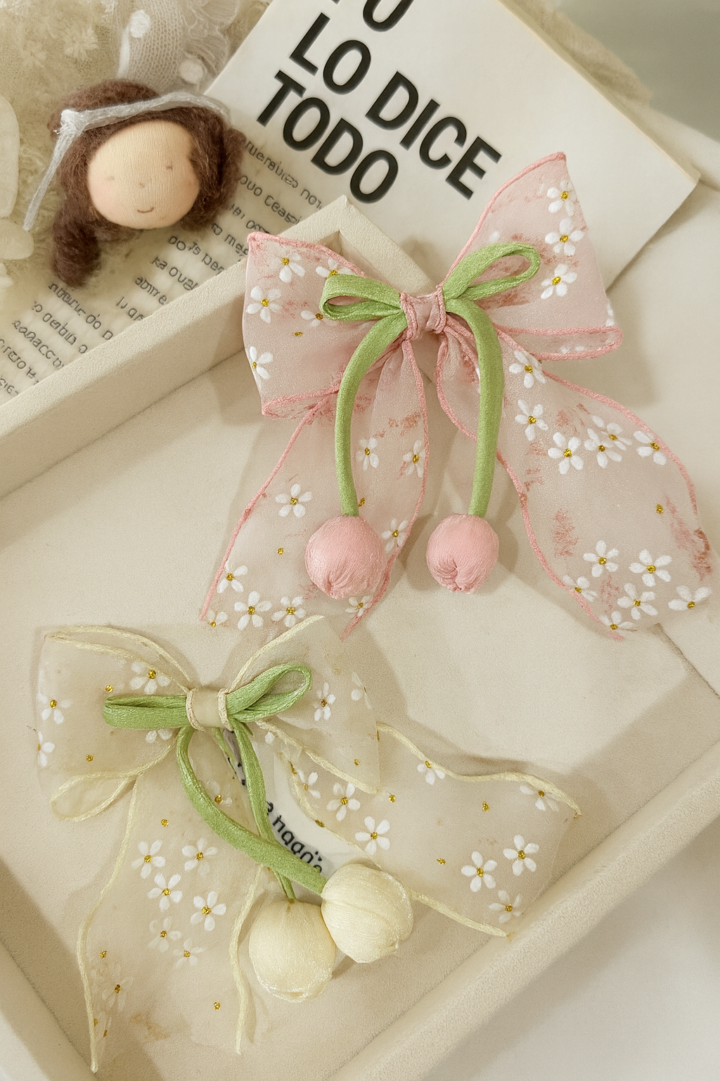 Daisy korean tulip bow hair pin