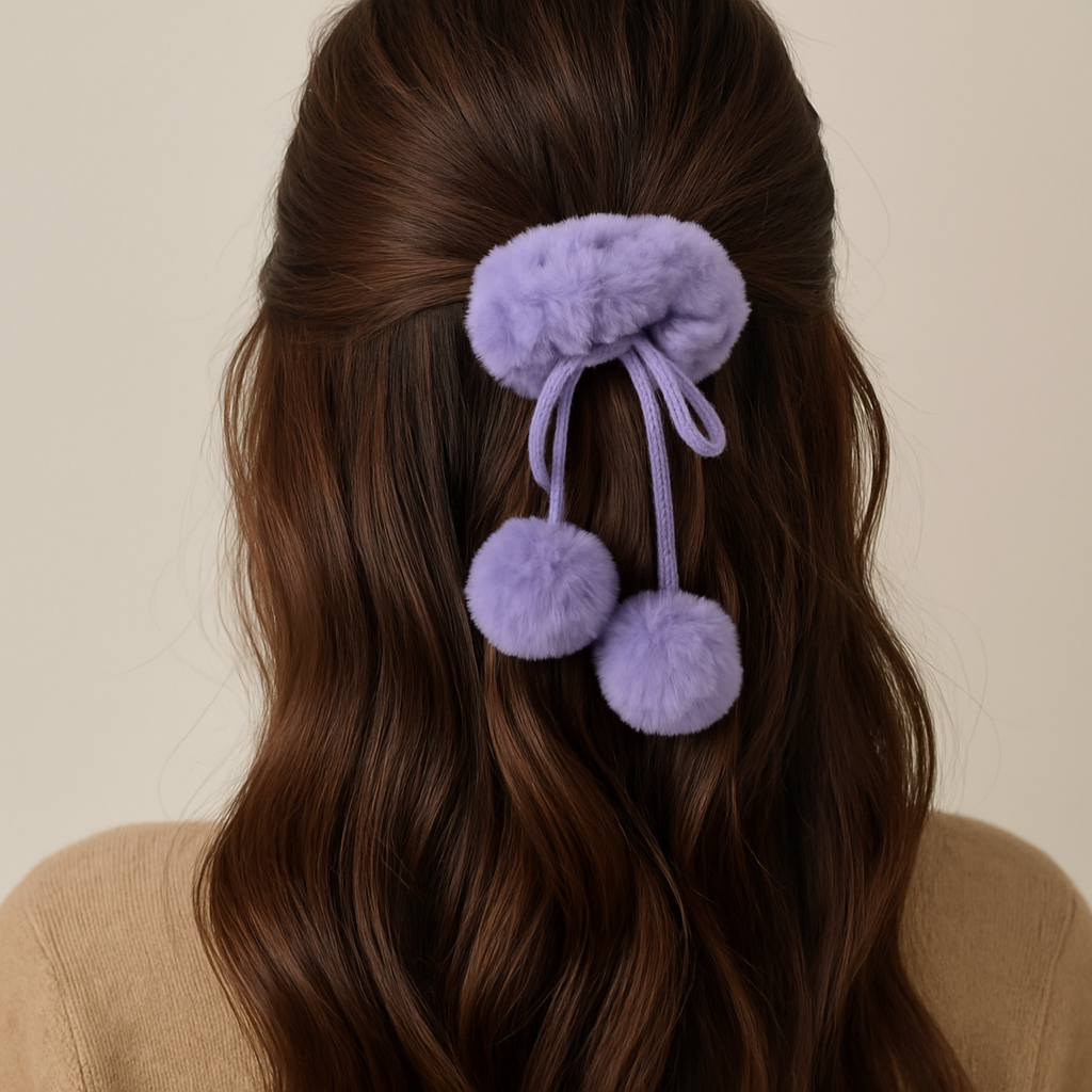 Pom pom korean hair scrunchie