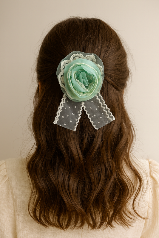 Korean bow flower hair pin