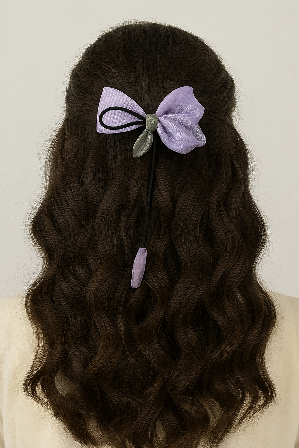 Bow tulip long hair clip