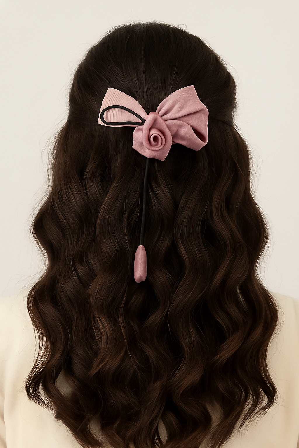 Bow tulip long hair clip