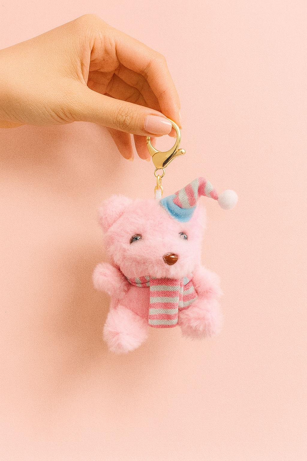 Happy bear plushy keychain