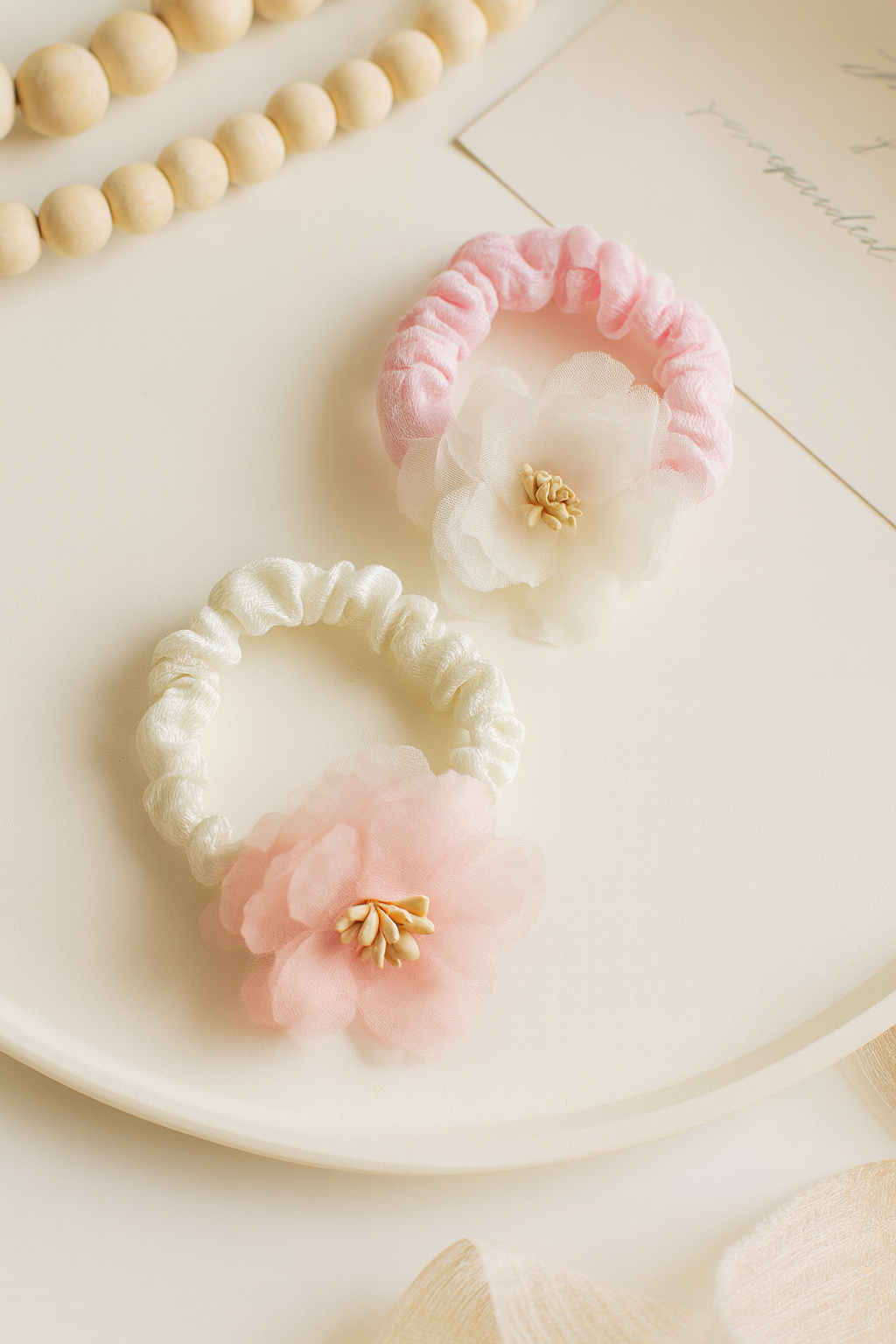 Soft girl flower scrunchie