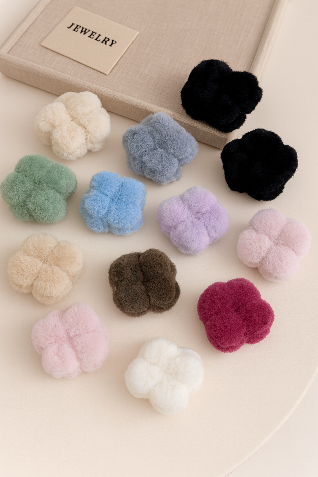 Fur Flower Hair Claw Clip