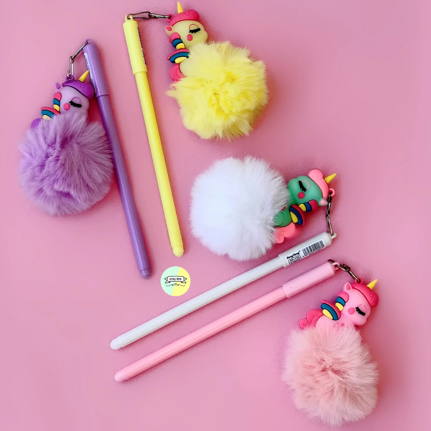 Cute Multi Coloured Baby Unicorn Pom Pom Gel Pen