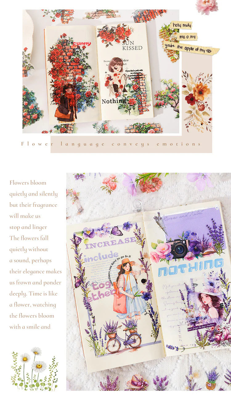 Kawaii Floral Vintage Sticker - 6 Sheets