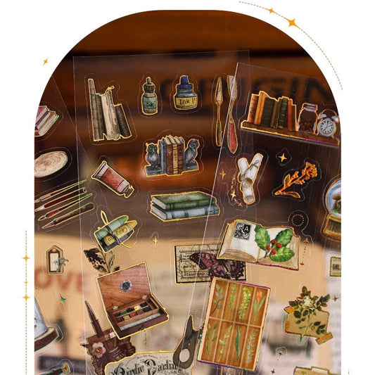 Vintage Material Journaling Sticker Sheet-3 Pcs