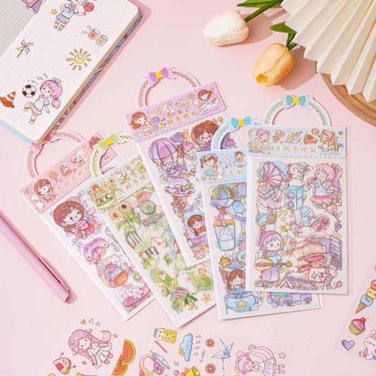 Cute Kawaii Girl Sticker Sheet - 3 Sheets