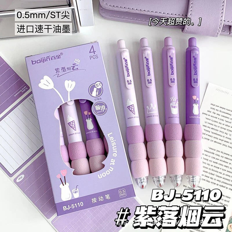Purple Kawaii Gel Pen Set- Blue Ink