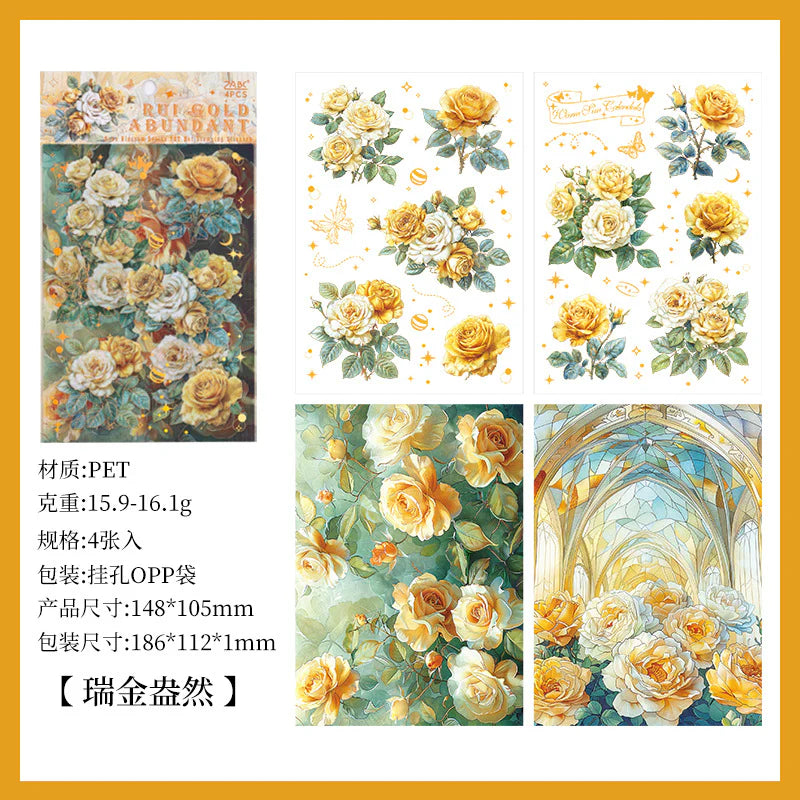 Vintage Rose Sticker - 4 Sheets