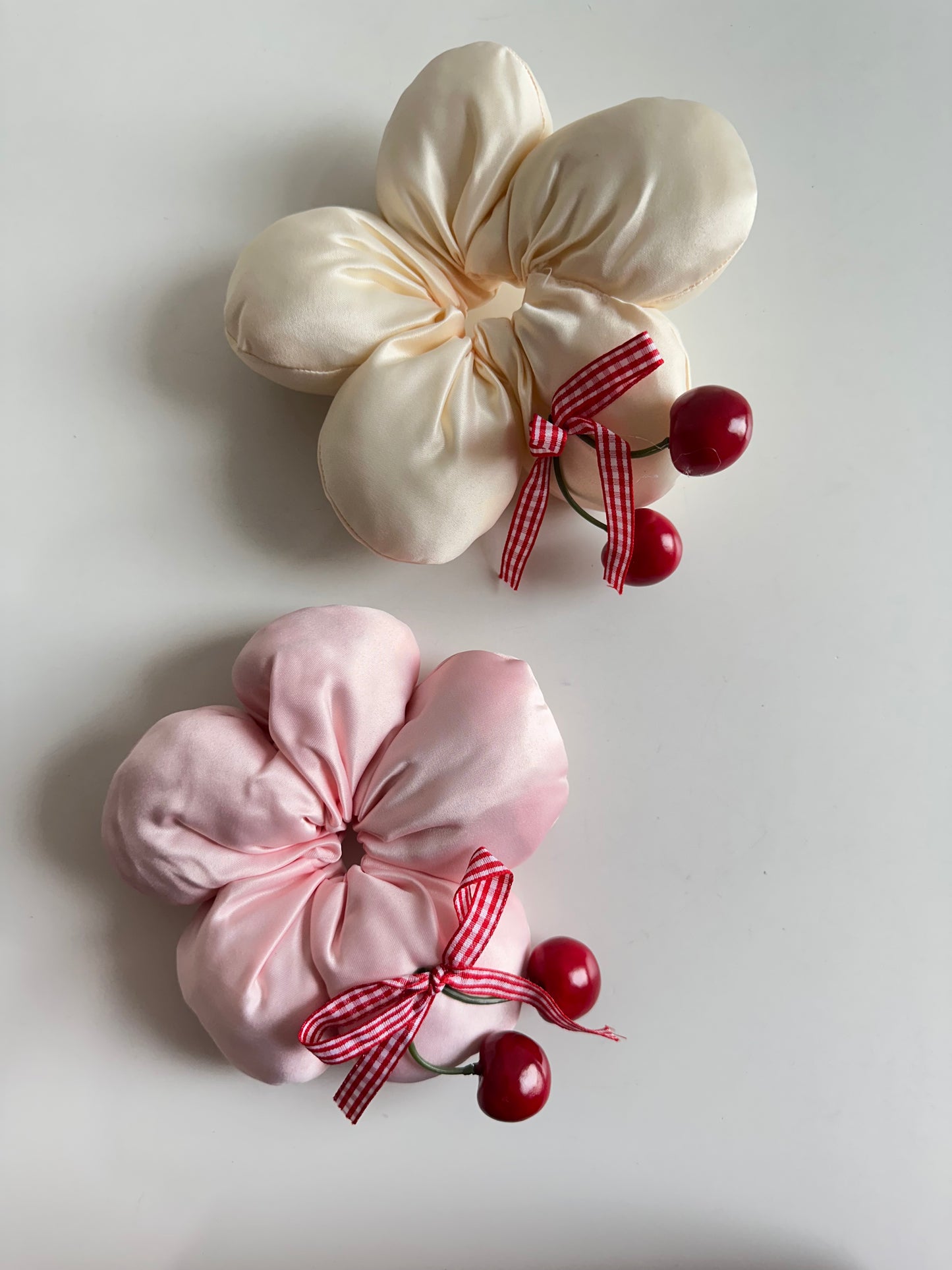 Premium Cherry Flower Bun Scrunchie