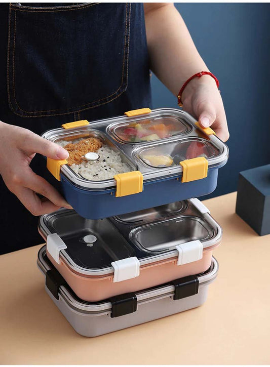 Double Decker 4 Compartment Insulated Bento Lunch Box