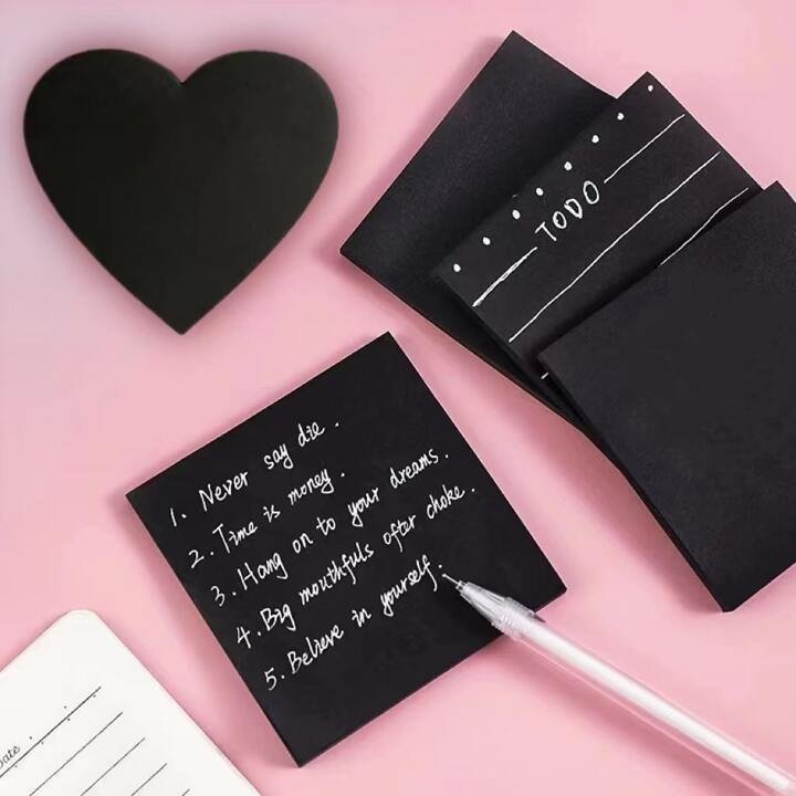 Black Heart Sticky Notes With Pen