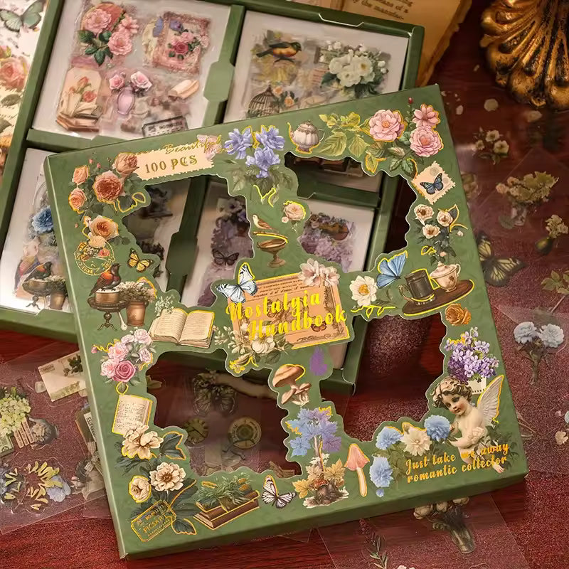 Vintage 100 Pcs Sticker Box